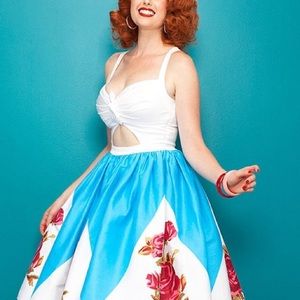 Pinup Couture Blue Rose Renee A-Line Dress